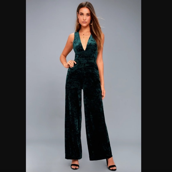 Lulus Pants - Lost + Wander Bonbon Forest Green Jumpsuit